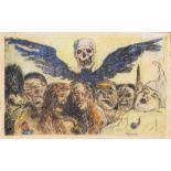 James Ensor (1860-1949): 'The deadly sins dominated by death', etching in colours, [1904]