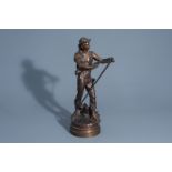 Mathurin Moreau (1822-1912): The sharpener, patinated bronze
