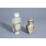 Two Chinese jade vases and covers, 19th/20th C.