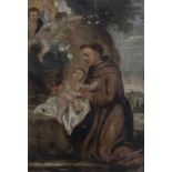 French school: Saint Anthony of Padua with the Child, oil on copper, 18th C.