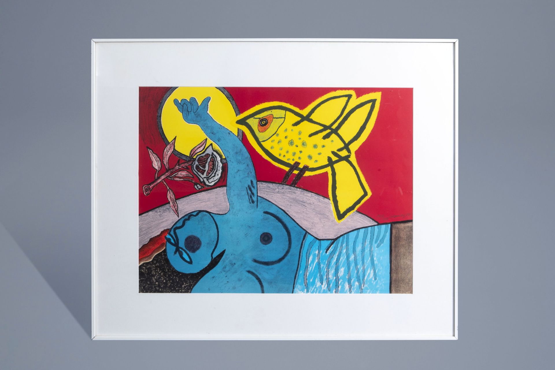 Guillaume Corneille van Beverloo (Corneille, 1922-2010): 'Blue standing nude', lithograph in colours - Bild 2 aus 4