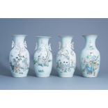 Four various Chinese famille rose vases, 19th/20th C.