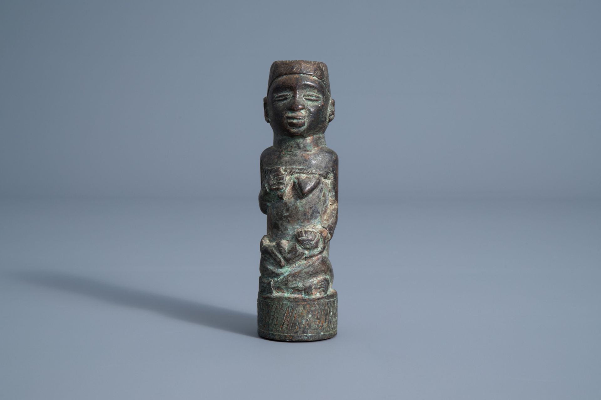 An African bronze group depicting mother and child and an Ashanti gold weight spoon, Ivory Coast and - Image 2 of 13