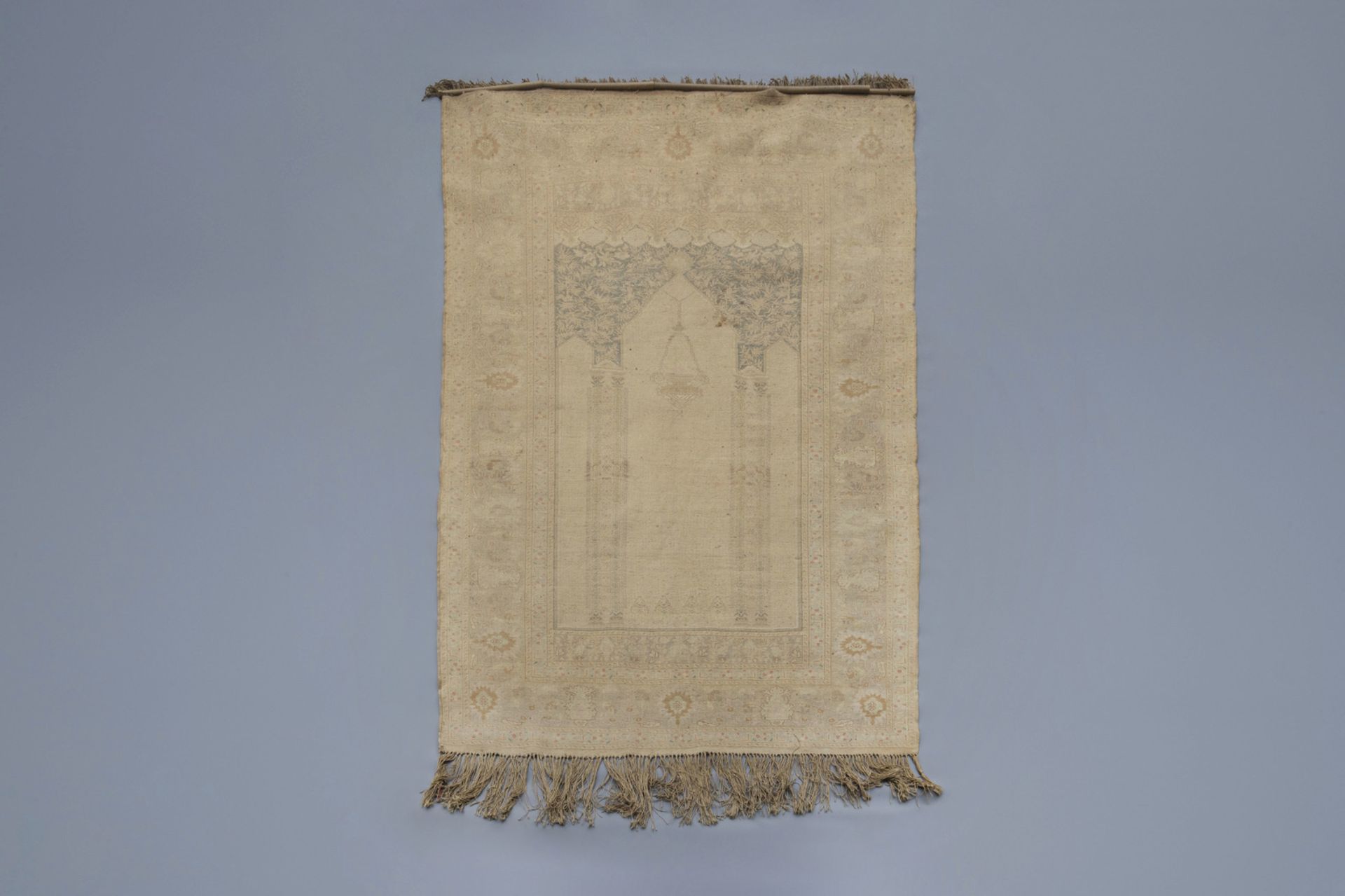 A very fine knotted Turkish prayer rug with different designs, silk on cotton, mid 19th C. - Image 2 of 5