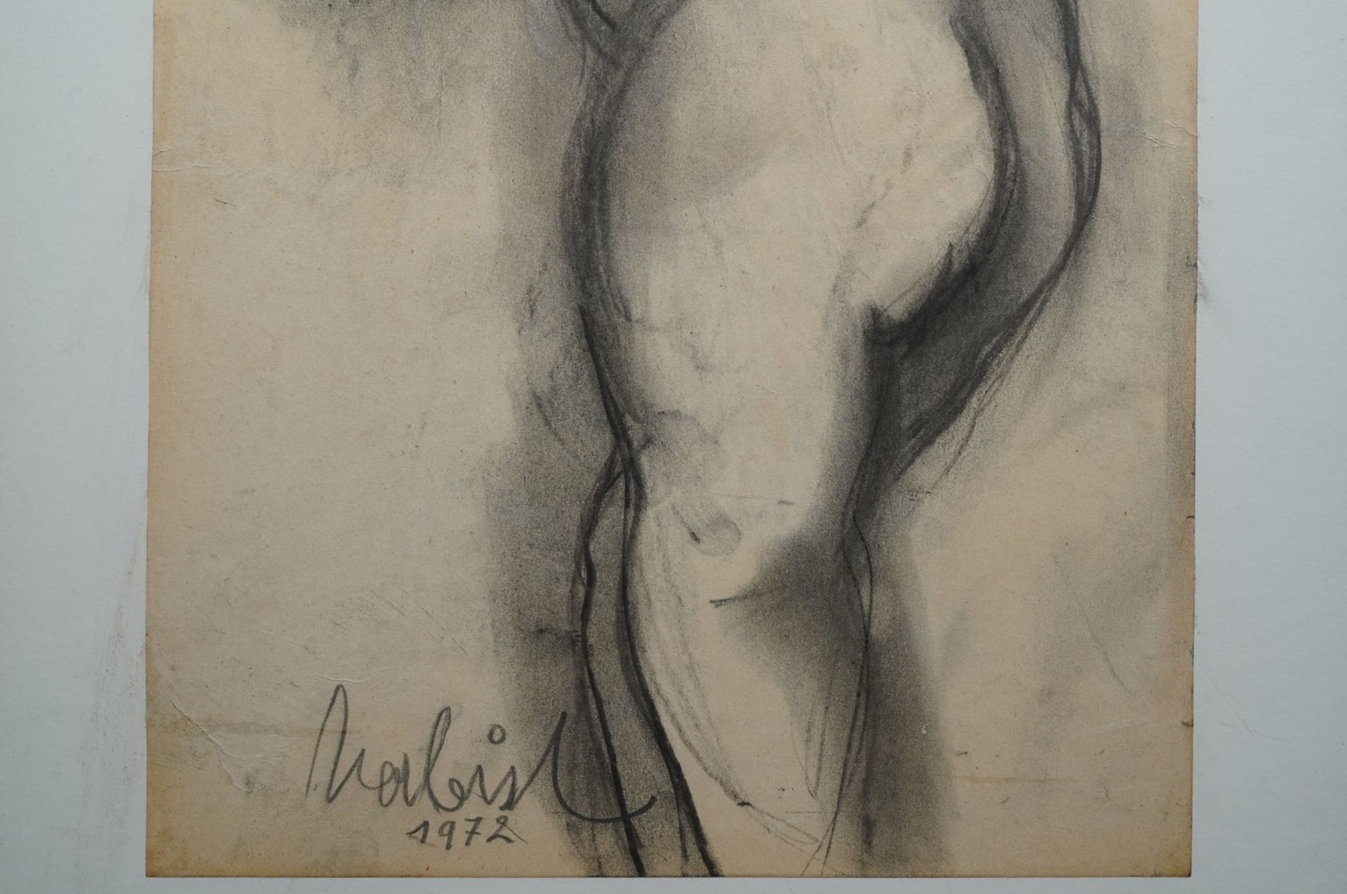Maurice Verbist (1913-1984): Naked woman seen from behind, charcoal on paper, dated 1972 - Image 4 of 4