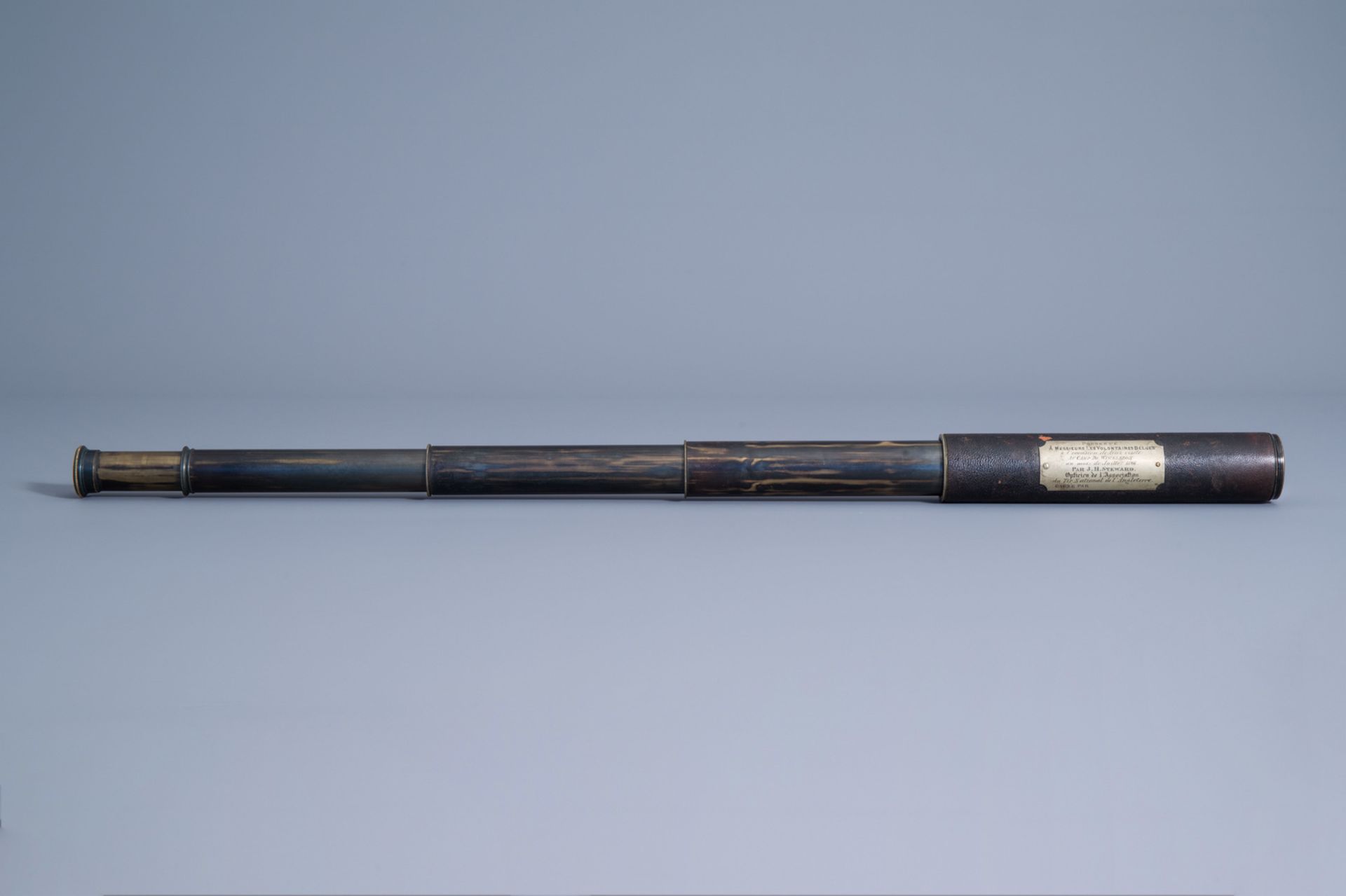 An English 'Lord Bury' telescope by J.H. Steward in the original leather upholstery, 19th C. - Bild 10 aus 17