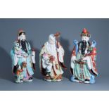 Three Chinese famille rose 'Star God' figures, 20th C.