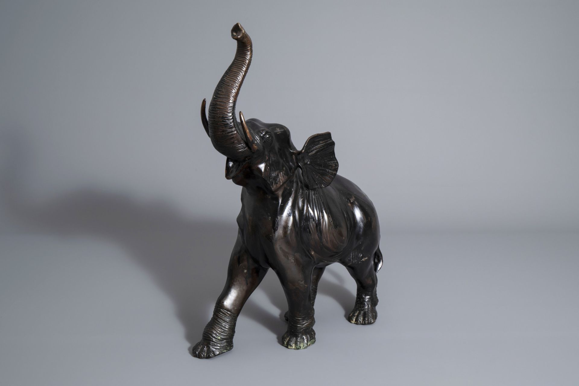 A patinated bronze elephant, probably France, 20th C. - Image 6 of 8