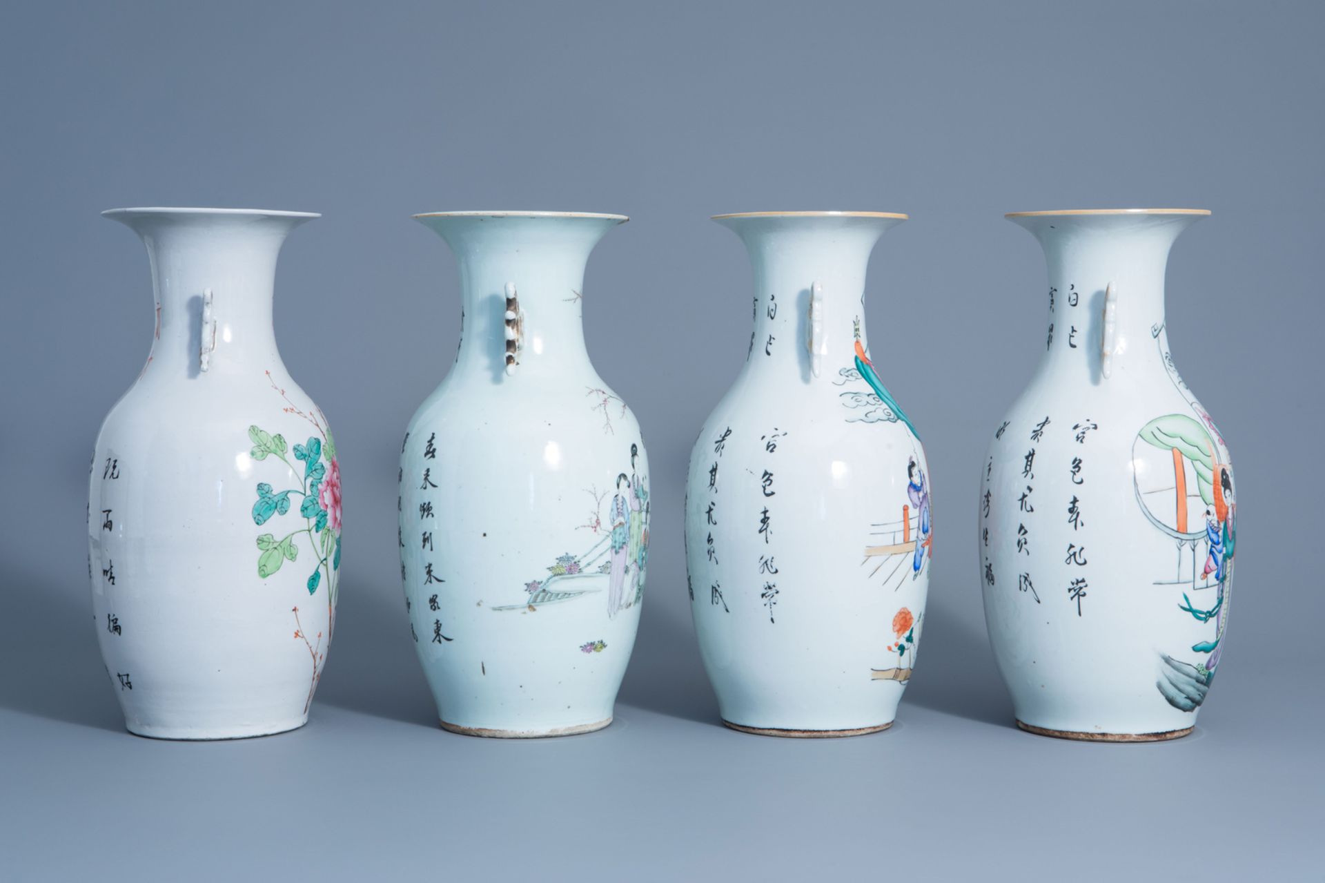 Four various Chinese famille rose vases, 19th/20th C. - Image 2 of 6