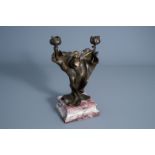 Anton K. Nelson (1880-1910): Loie Fuller, patinated bronze on a marble base