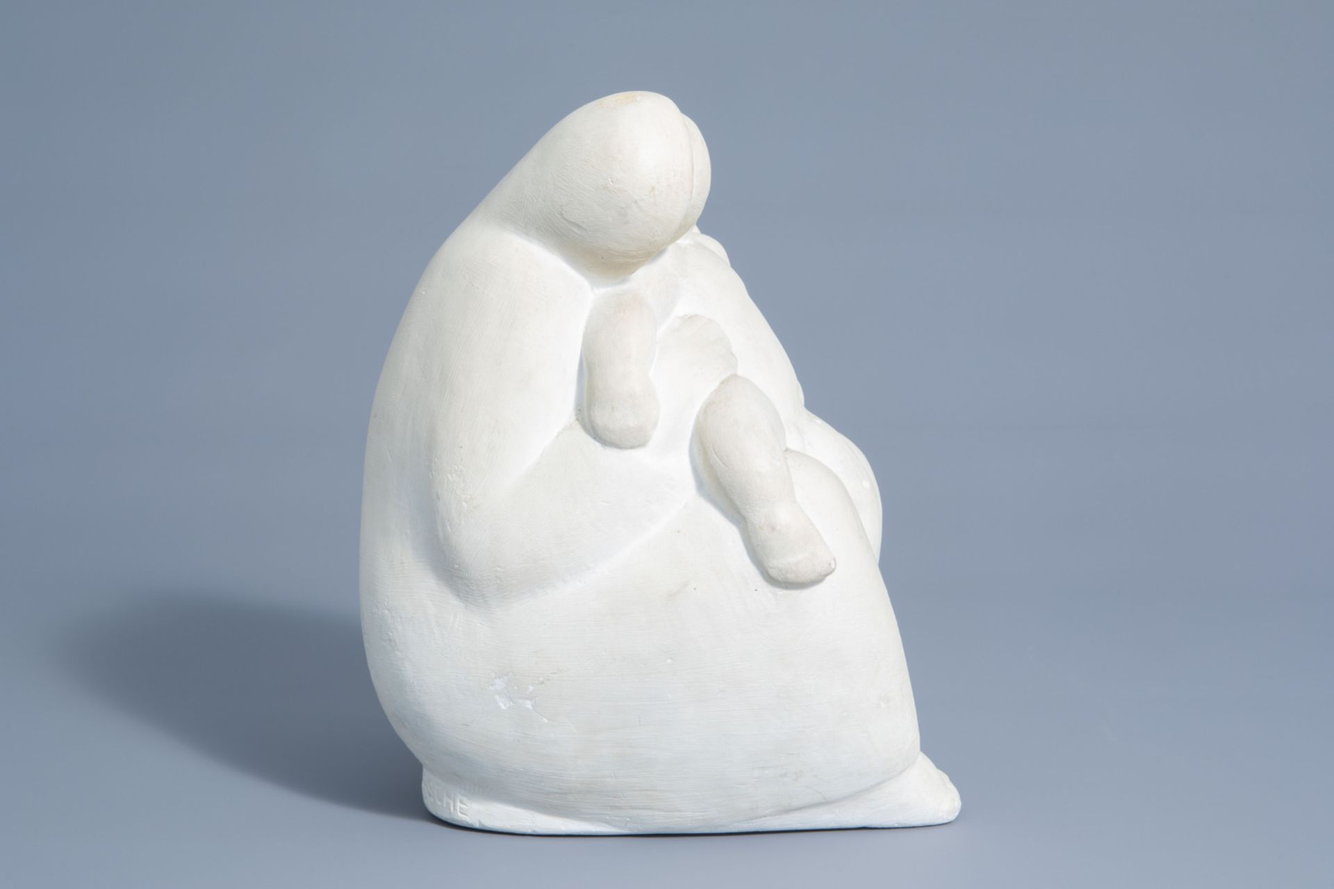 Gustave Van den Meersche (1891-1970): Mother and child, plaster - Image 3 of 8