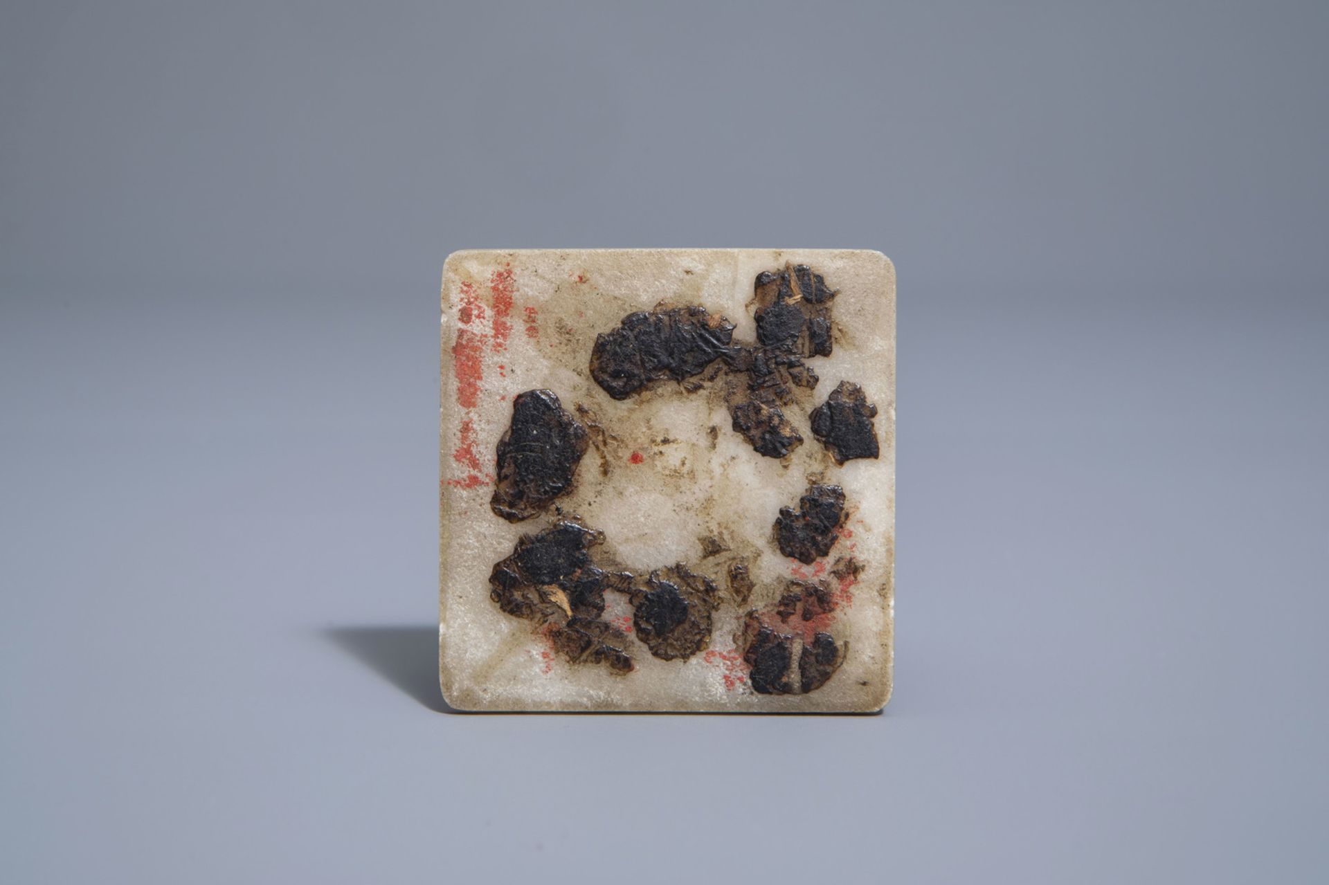 A square Chinese engraved white jade Qianlong seal, Republic - Image 2 of 2