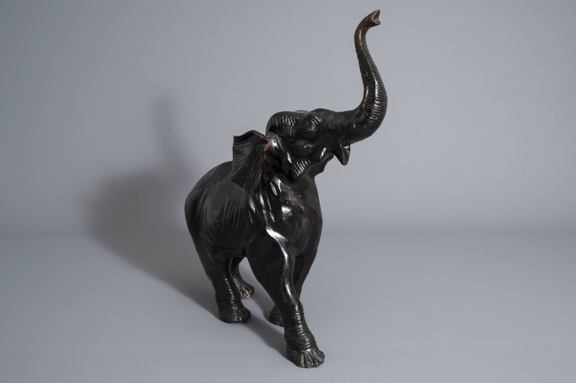 A patinated bronze elephant, probably France, 20th C.