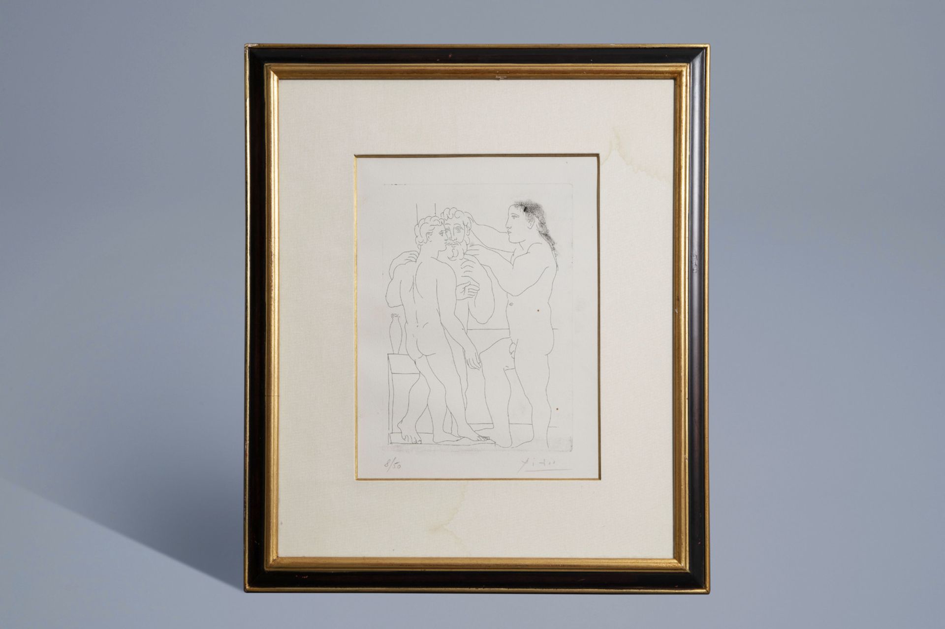 Pablo Picasso (1881-1973): 'Three nude men standing', etching, ed. 8/50 - Image 2 of 5
