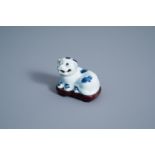 A Chinese blue and white model of a dog, Qianlong