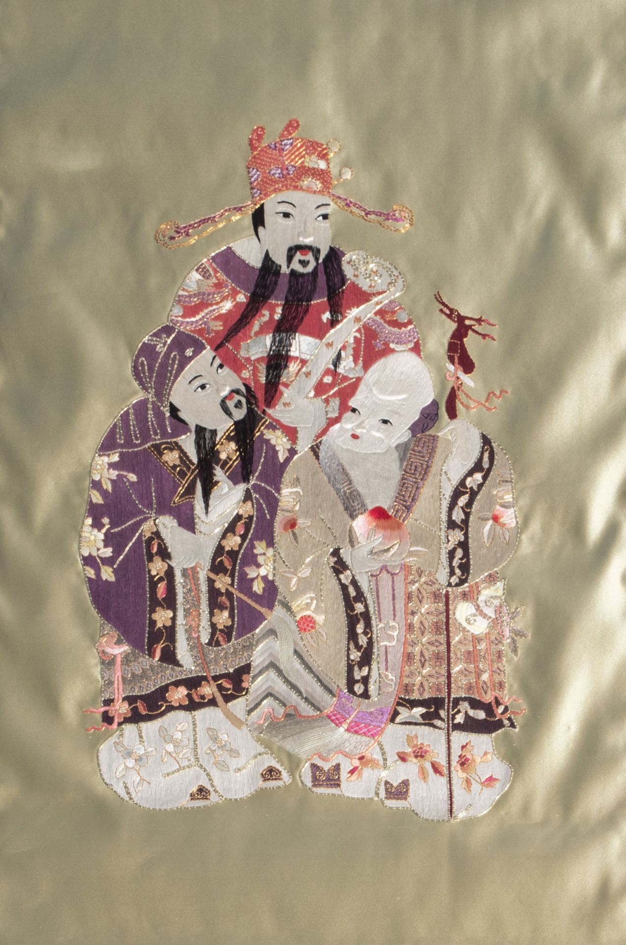 A Chinese embroidered silk textile with Immortals, 20th C.
