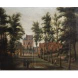 Flemish school: View on a castle park garden with a fountain, oil on canvas, 17th C.