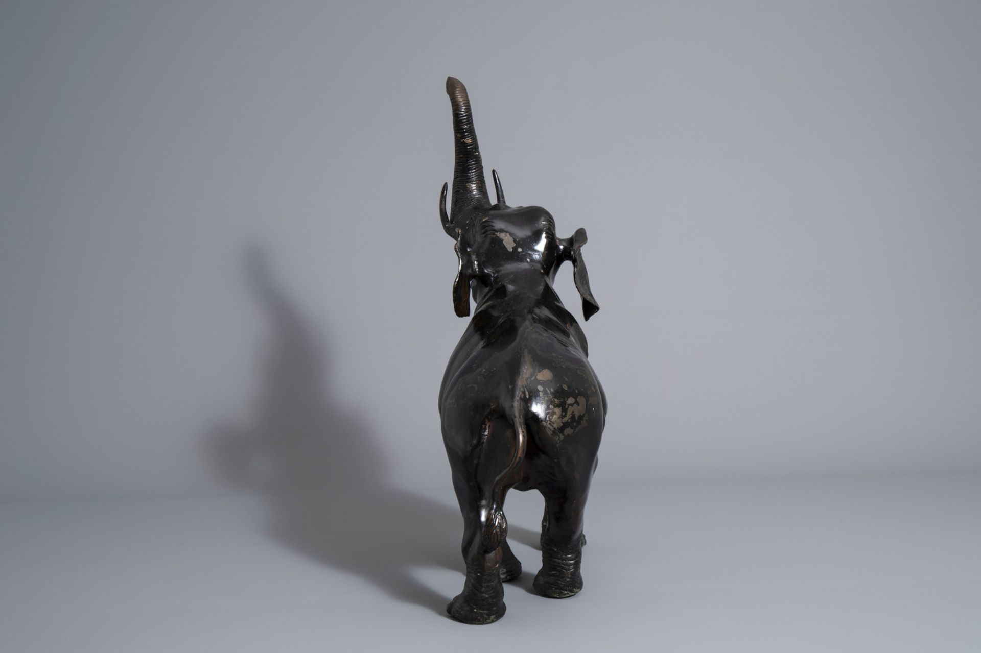 A patinated bronze elephant, probably France, 20th C. - Image 3 of 8