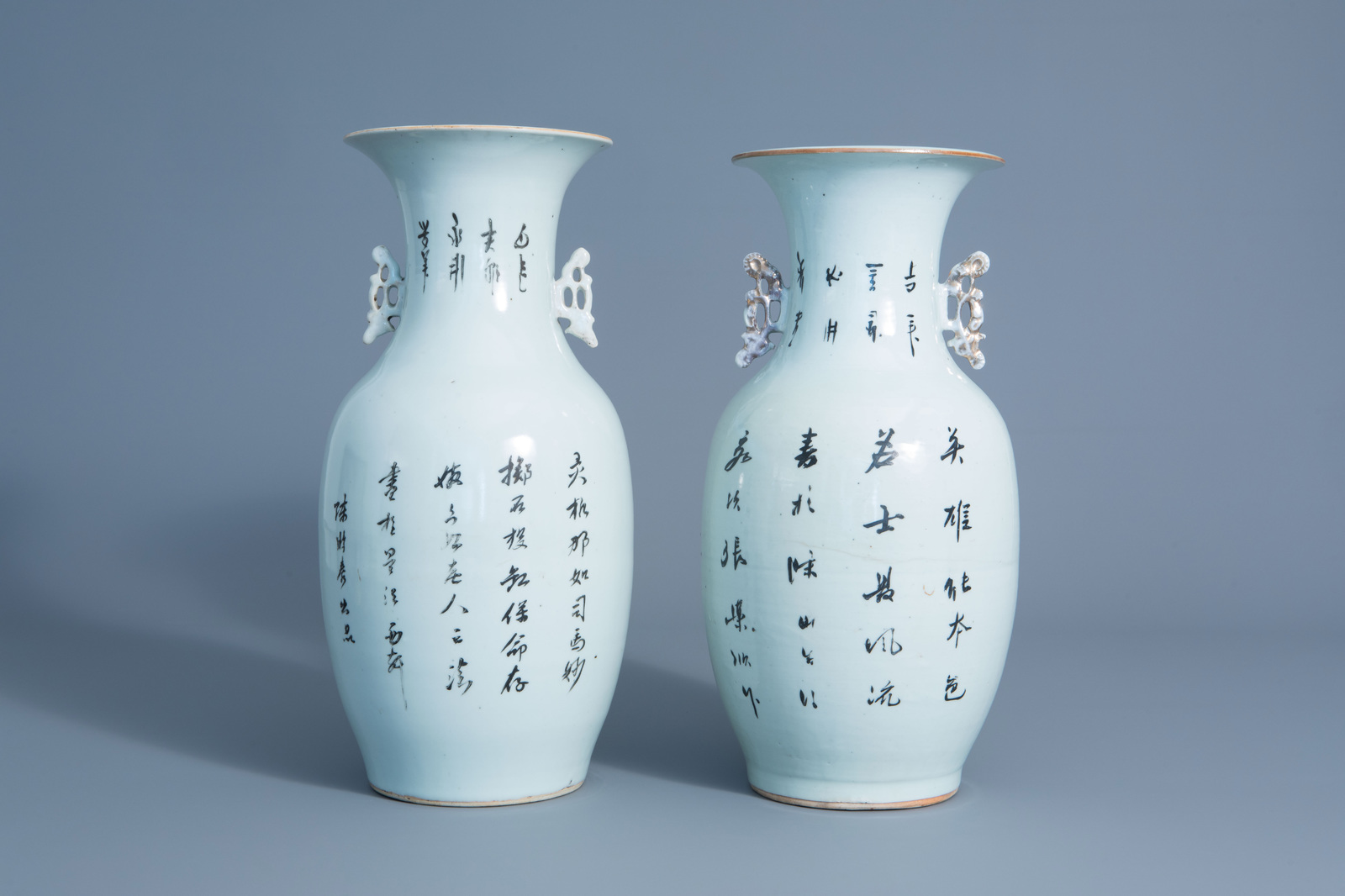 Two Chinese famille rose vases with figures in a garden, 19th/20thC. - Image 3 of 6