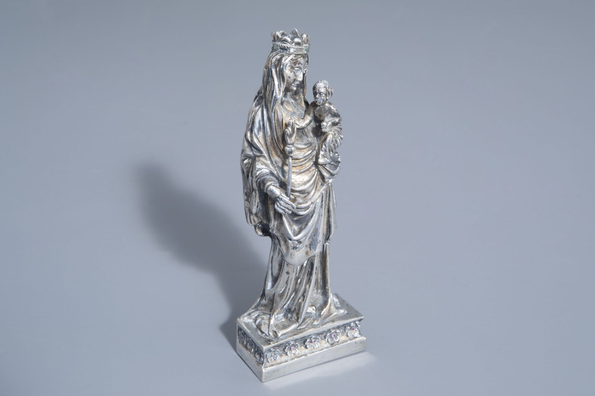 A silver Our Lady and Child after a medieval example, 13 loth, probably Central or Eastern Europe, 1
