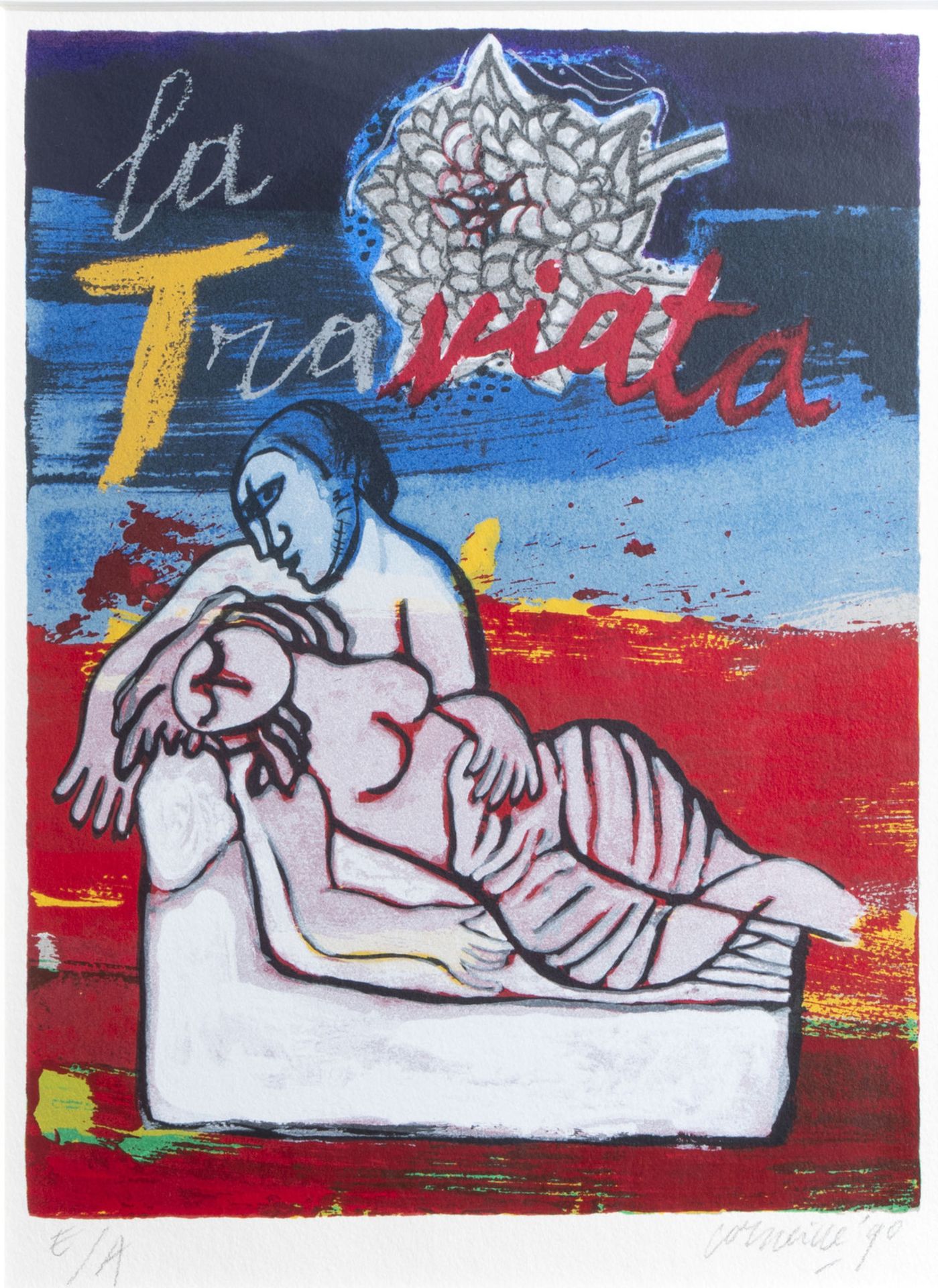 Guillaume Corneille van Beverloo (Corneille, 1922-2010): 'La Traviata', lithograph in colours, ed. E