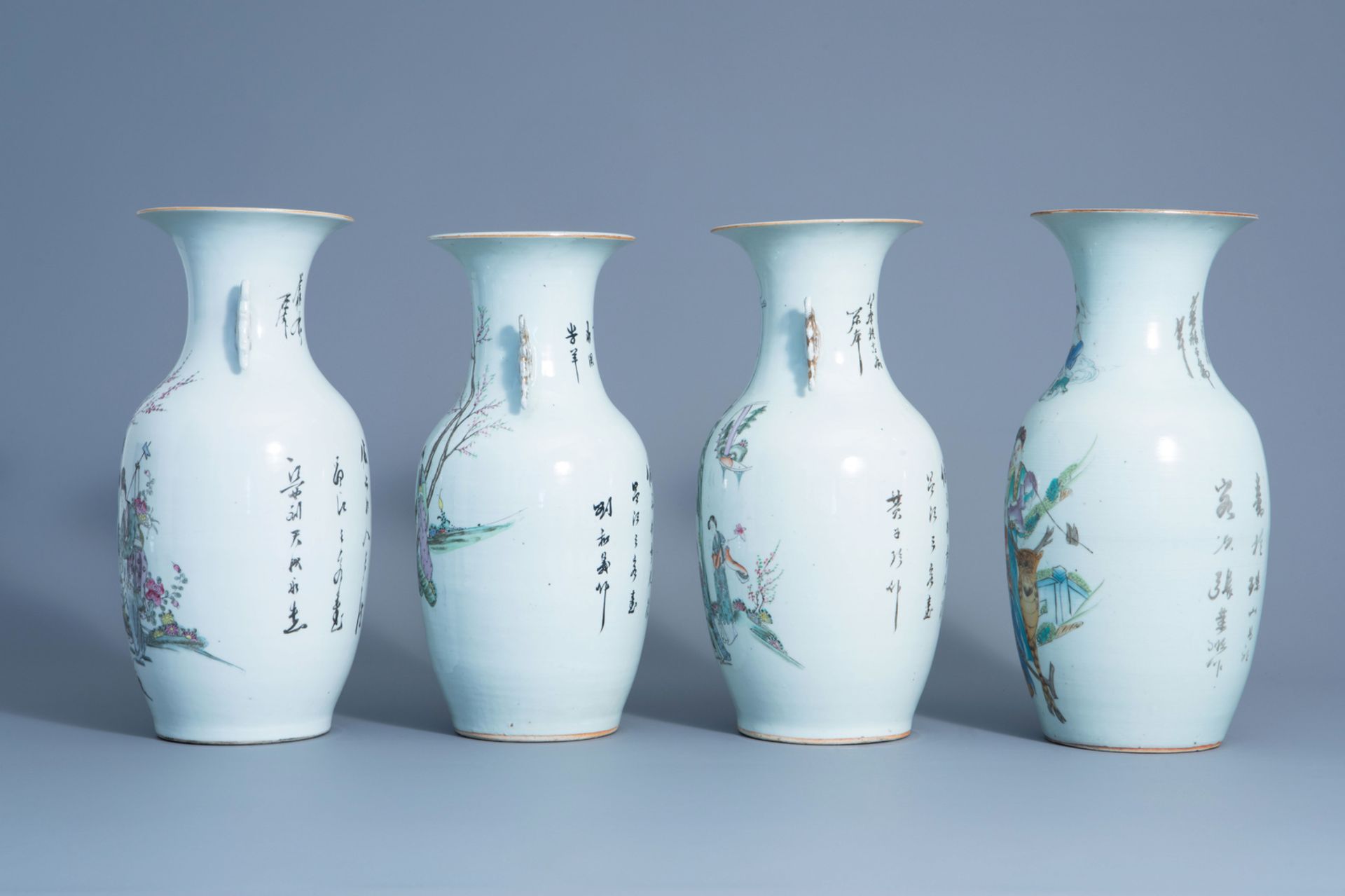 Four various Chinese famille rose vases, 19th/20th C. - Image 4 of 6