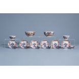 Four Chinese Amsterdams bont bowls and six cups and saucers, Qianlong