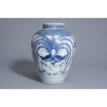 A Japanese blue and white Arita 'peacocks' vase, Edo, 17th/18th C.