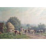 Albert Caullet (1875-1950): Return of the cattle, oil on canvas