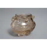 A Chinese carved rock crystal hu vase, 19th/20th C.
