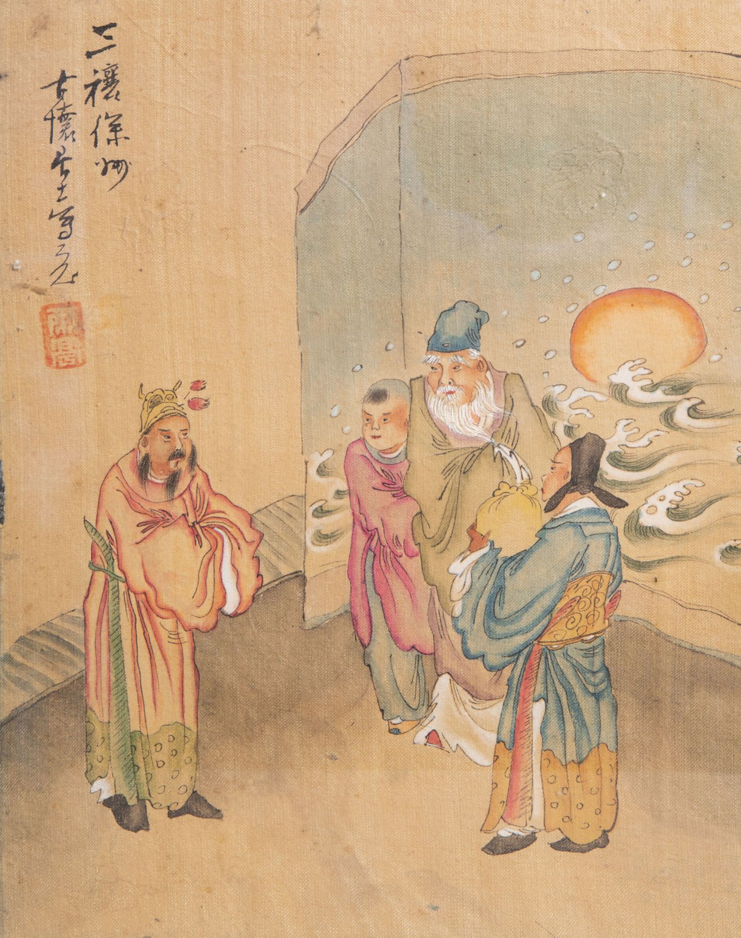 Chinese school, ink and colour on silk, 19th/20th C.: Four narrative scenes - Image 3 of 6