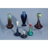 Six polychrome Art Nouveau vases, a.o. Thulin, first half of the 20th C.