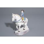 A polychrome model of a horse and rider, Dutch Delft or Lille, 18th C.