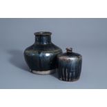 Two Chinese brown and black glazed Henan jars, Song or later