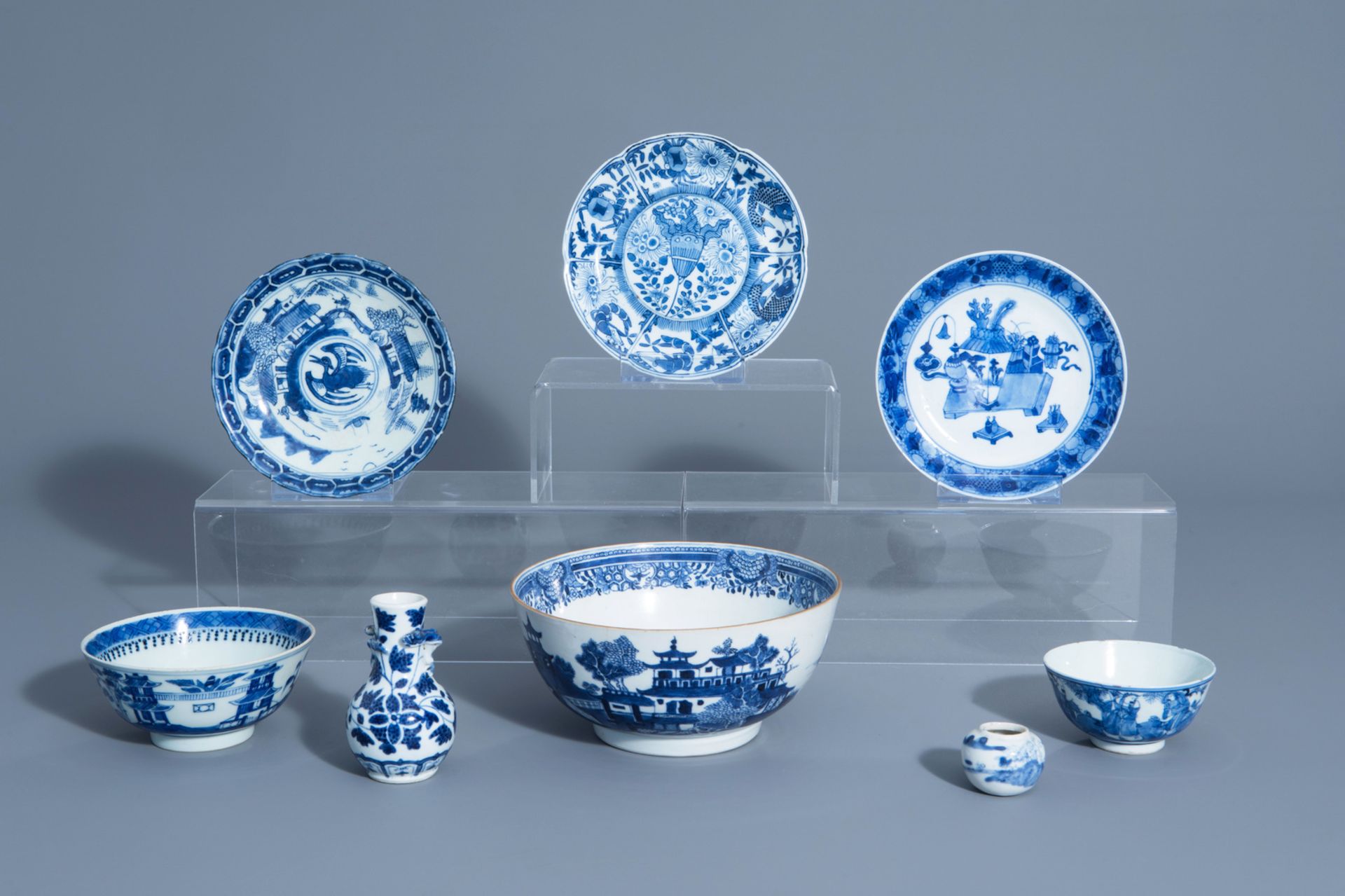 A varied collection of Chinese blue and white porcelain, 18th C. and later