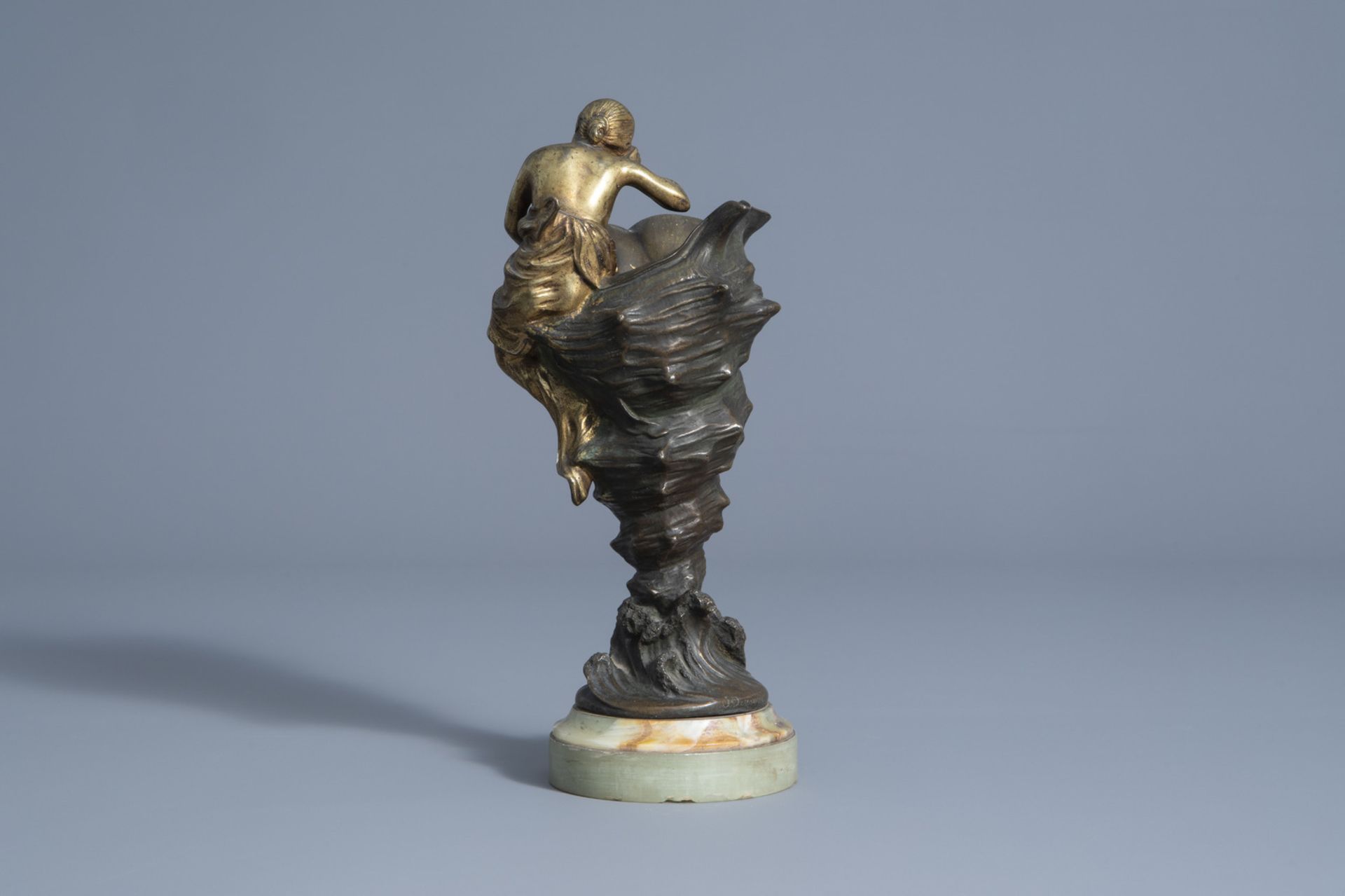 Joe Descomps (1869-1950): Rustling of the water, patinated bronze on an onyx marble base - Bild 4 aus 8