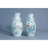 Two Chinese famille rose vases with figures in a garden, 19th/20thC.