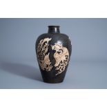 A Chinese Jizhou 'double phoenix' meiping vase, Song or later