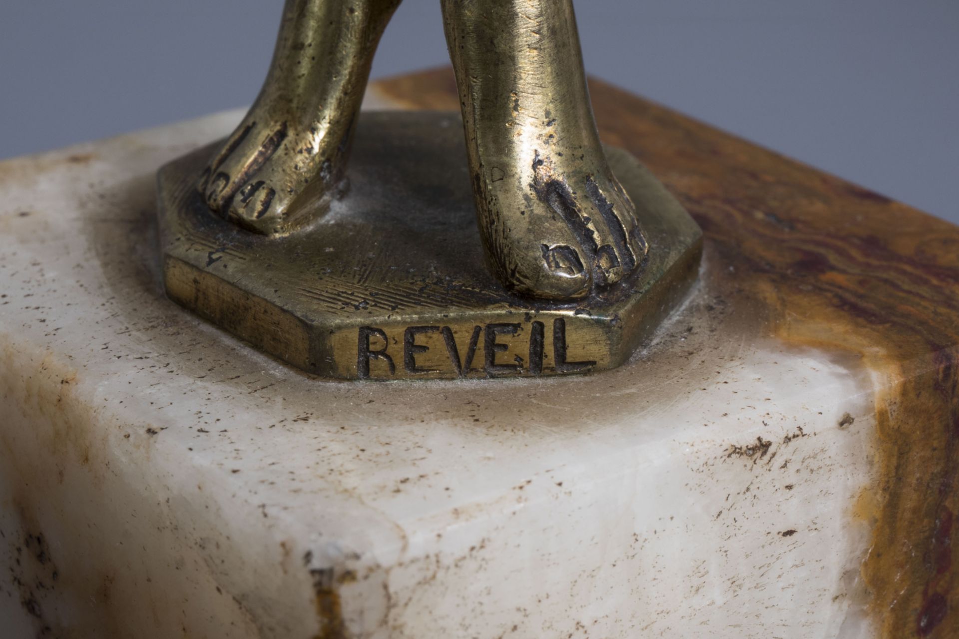 After Paul Philippe (1870-1930): 'RŽveil', gilt bronze on an onyx marble base and Georges Morin (187 - Image 8 of 9