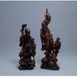 Two large Chinese carved wooden 'Immortals' figures, Republic