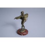 Franz Iffland (1862-1935): Butterfly dancer, patinated bronze on a red marble base