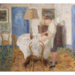 Albert Dasnoy (1901-1992): The evening ritual, oil on canvas