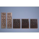 Five Gothic carved wooden panels, France or Flanders, 15th C. and later