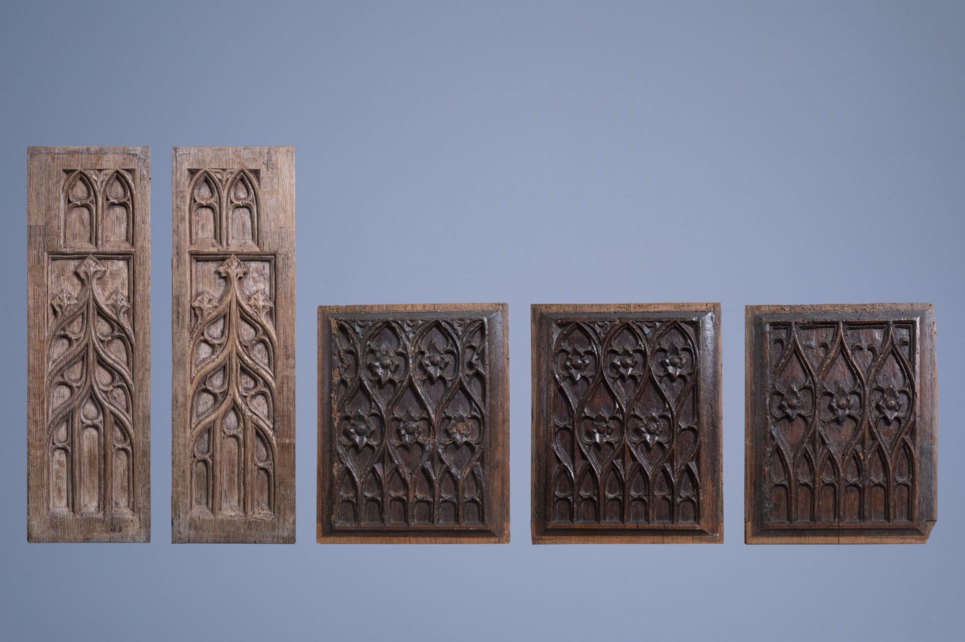 Five Gothic carved wooden panels, France or Flanders, 15th C. and later