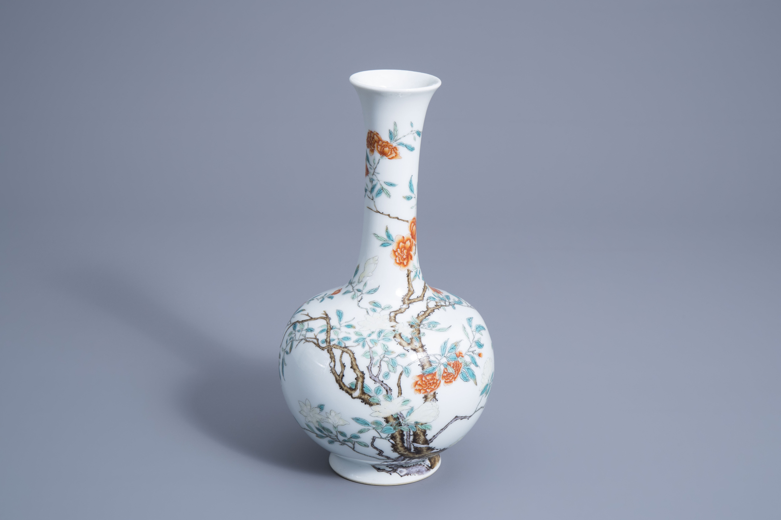 A Chinese fencai vase with blossoming branches, Yongzheng mark, 19th/20th C.