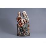 An Austrian carved and polychrome painted wooden Virgin and Child with Saint Anne, most probably Sal