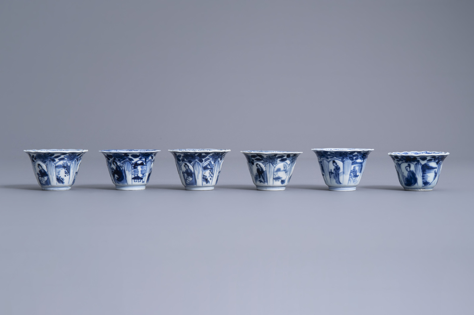 Nine Chinese blue and white cups and fourteen saucers, Kangxi - Image 7 of 16