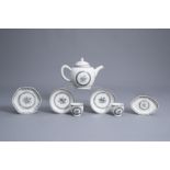 A seven-piece Chinese grisaille tea service with floral design, Qianlong