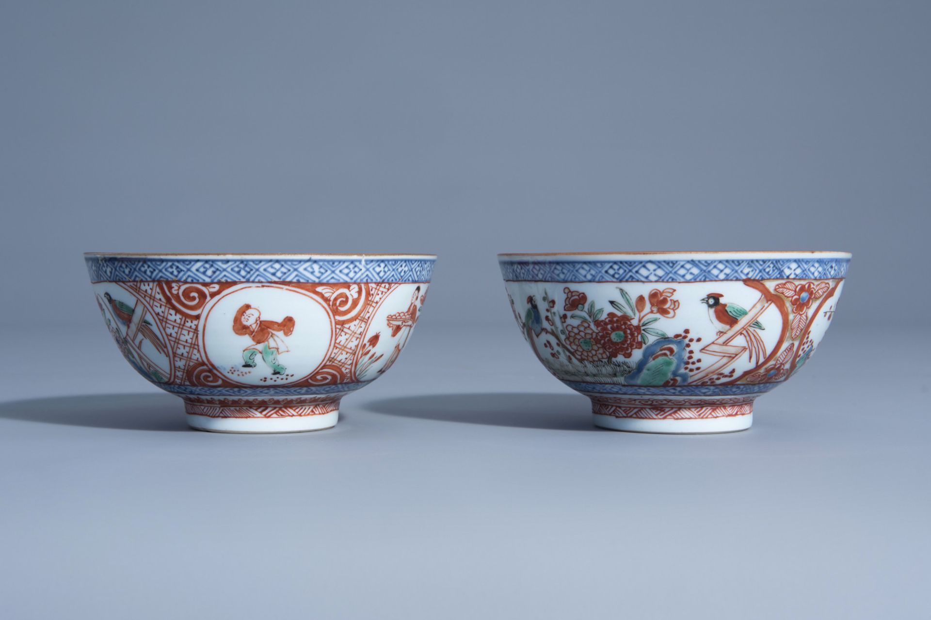 Two Dutch-decorated 'Amsterdams bont' blue and white Chinese bowls, Kangxi - Image 3 of 7