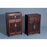 Two Chinese wooden cabinets with brass mounts, 19th/20th C.